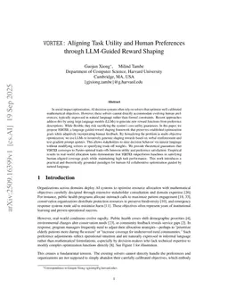 VORTEX: Aligning Task Utility and Human Preferences through LLM-Guided Reward Shaping