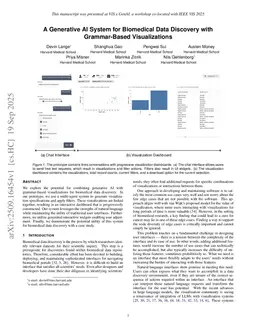 A Generative AI System for Biomedical Data Discovery with Grammar-Based Visualizations
