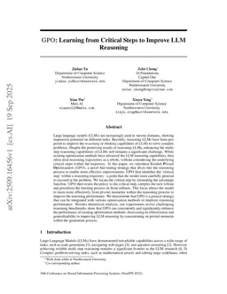 GPO: Learning from Critical Steps to Improve LLM Reasoning