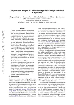 Computational Analysis of Conversation Dynamics through Participant Responsivity