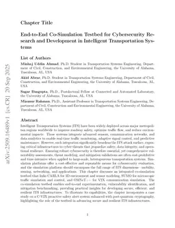 End-to-End Co-Simulation Testbed for Cybersecurity Research and Development in Intelligent Transportation Systems