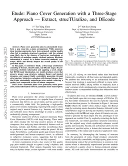 Etude: Piano Cover Generation with a Three-Stage Approach -- Extract, strucTUralize, and DEcode