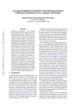 Leveraging Multilingual Training for Authorship Representation: Enhancing Generalization across Languages and Domains
