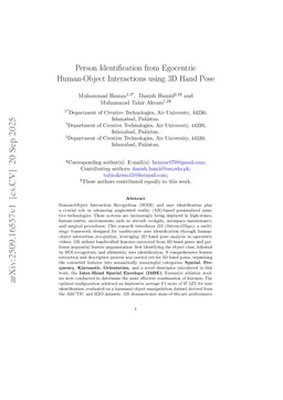 Person Identification from Egocentric Human-Object Interactions using 3D Hand Pose