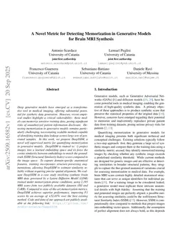 A Novel Metric for Detecting Memorization in Generative Models for Brain MRI Synthesis