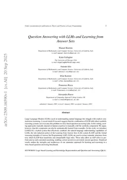 Question Answering with LLMs and Learning from Answer Sets