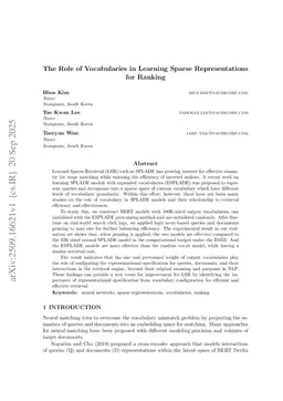 The Role of Vocabularies in Learning Sparse Representations for Ranking