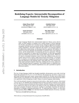 Redefining Experts: Interpretable Decomposition of Language Models for Toxicity Mitigation