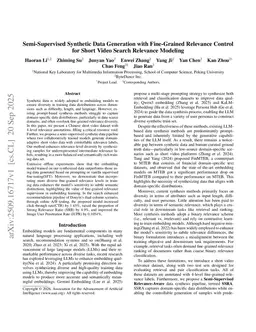 Semi-Supervised Synthetic Data Generation with Fine-Grained Relevance Control for Short Video Search Relevance Modeling