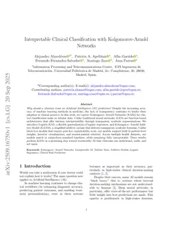 Interpretable Clinical Classification with Kolgomorov-Arnold Networks
