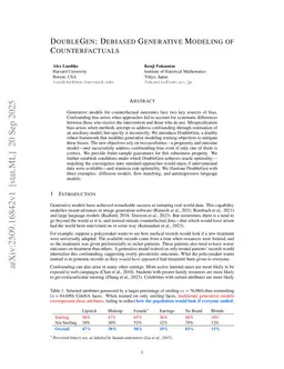 DoubleGen: Debiased Generative Modeling of Counterfactuals