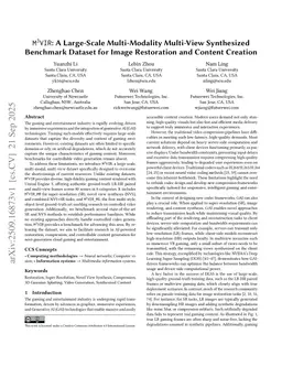 $\mathtt{M^3VIR}$: A Large-Scale Multi-Modality Multi-View Synthesized Benchmark Dataset for Image Restoration and Content Creation