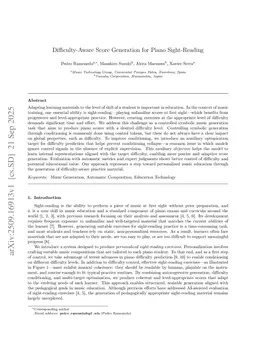 Difficulty-Aware Score Generation for Piano Sight-Reading