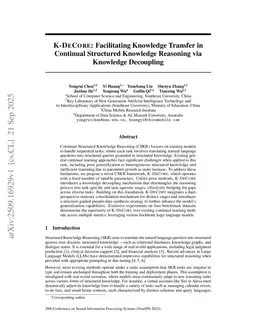 K-DeCore: Facilitating Knowledge Transfer in Continual Structured Knowledge Reasoning via Knowledge Decoupling