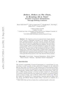 Bribers, Bribers on The Chain, Is Resisting All in Vain? Trustless Consensus Manipulation Through Bribing Contracts