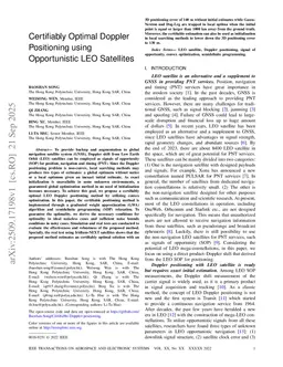 Certifiably Optimal Doppler Positioning using Opportunistic LEO Satellites