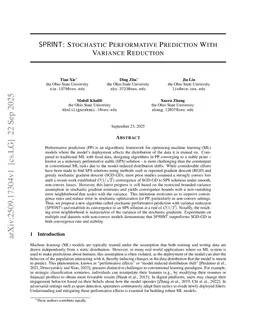 SPRINT: Stochastic Performative Prediction With Variance Reduction