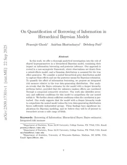 On Quantification of Borrowing of Information in Hierarchical Bayesian Models