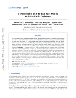 Generalizable End-to-End Tool-Use RL with Synthetic CodeGym