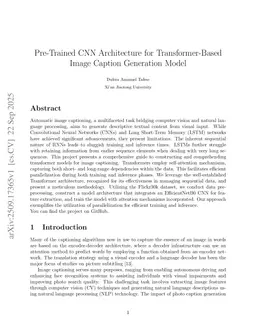 Pre-Trained CNN Architecture for Transformer-Based Image Caption Generation Model
