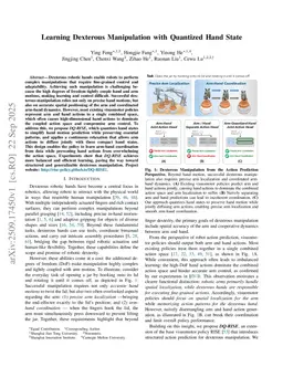 Learning Dexterous Manipulation with Quantized Hand State