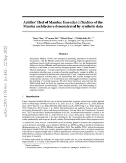 Achilles' Heel of Mamba: Essential difficulties of the Mamba architecture demonstrated by synthetic data