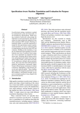 Specification-Aware Machine Translation and Evaluation for Purpose Alignment