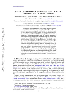 A Conditional Distribution Equality Testing Framework using Deep Generative Learning