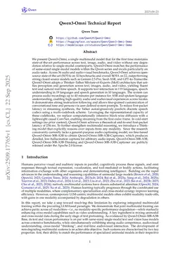 Qwen3-Omni Technical Report