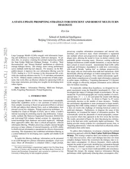 A State-Update Prompting Strategy for Efficient and Robust Multi-turn Dialogue