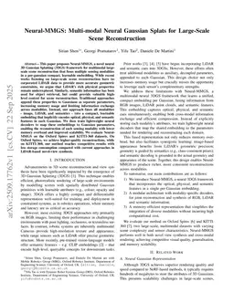 Neural-MMGS: Multi-modal Neural Gaussian Splats for Large-Scale Scene Reconstruction