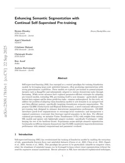Enhancing Semantic Segmentation with Continual Self-Supervised Pre-training