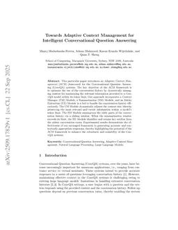 Towards Adaptive Context Management for Intelligent Conversational Question Answering