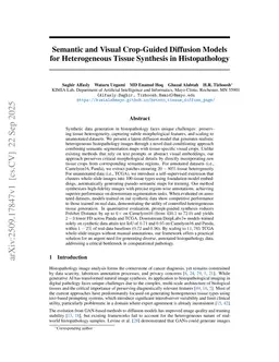 Semantic and Visual Crop-Guided Diffusion Models for Heterogeneous Tissue Synthesis in Histopathology