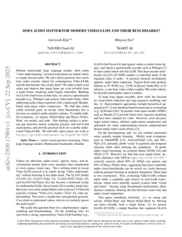 Does Audio Matter for Modern Video-LLMs and Their Benchmarks?