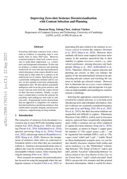 Improving Zero-shot Sentence Decontextualisation with Content Selection and Planning