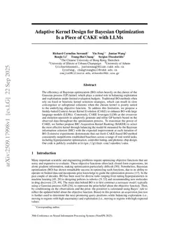Adaptive Kernel Design for Bayesian Optimization Is a Piece of CAKE with LLMs