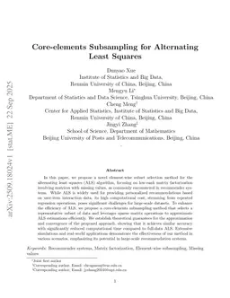 Core-elements Subsampling for Alternating Least Squares
