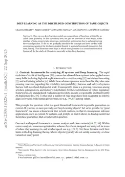 Deep Learning as the Disciplined Construction of Tame Objects