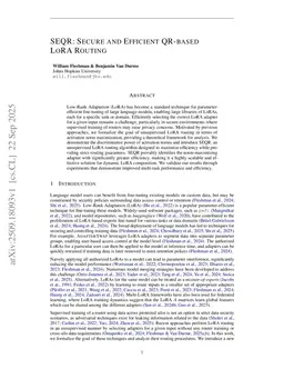 SEQR: Secure and Efficient QR-based LoRA Routing