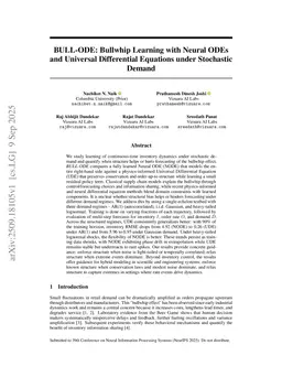 BULL-ODE: Bullwhip Learning with Neural ODEs and Universal Differential Equations under Stochastic Demand