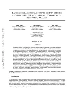 Large language models surpass domain-specific architectures for antepartum electronic fetal monitoring analysis