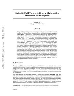 Similarity Field Theory: A Mathematical Framework for Intelligence