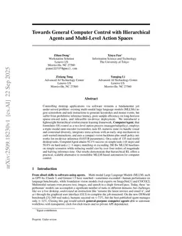 Towards General Computer Control with Hierarchical Agents and Multi-Level Action Spaces