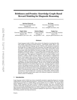 Brittleness and Promise: Knowledge Graph Based Reward Modeling for Diagnostic Reasoning