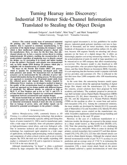 Turning Hearsay into Discovery: Industrial 3D Printer Side Channel Information Translated to Stealing the Object Design