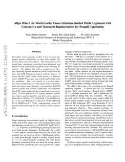 Align Where the Words Look: Cross-Attention-Guided Patch Alignment with Contrastive and Transport Regularization for Bengali Captioning