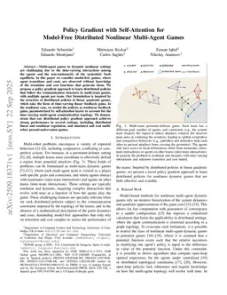 Policy Gradient with Self-Attention for Model-Free Distributed Nonlinear Multi-Agent Games