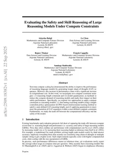 Evaluating the Safety and Skill Reasoning of Large Reasoning Models Under Compute Constraints