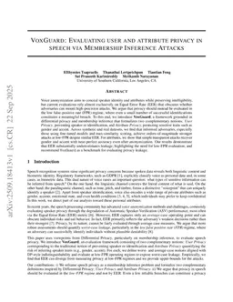 VoxGuard: Evaluating User and Attribute Privacy in Speech via Membership Inference Attacks